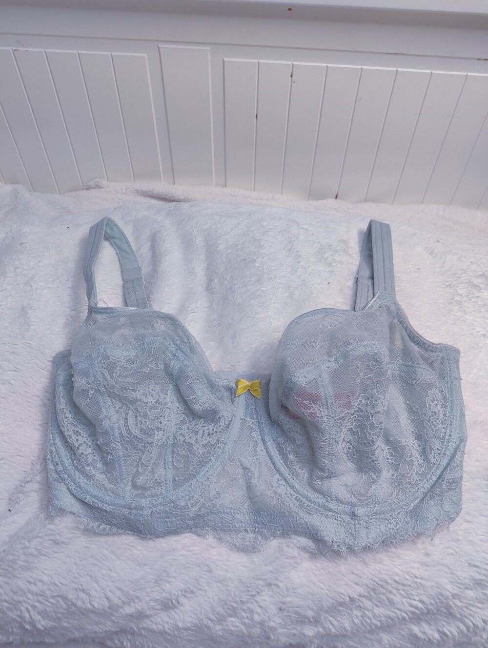 Cleo by Panache 38I 38G UK Blue Lace Balconette Underwire Bra 9351 Unlined - Picture 2 of 10